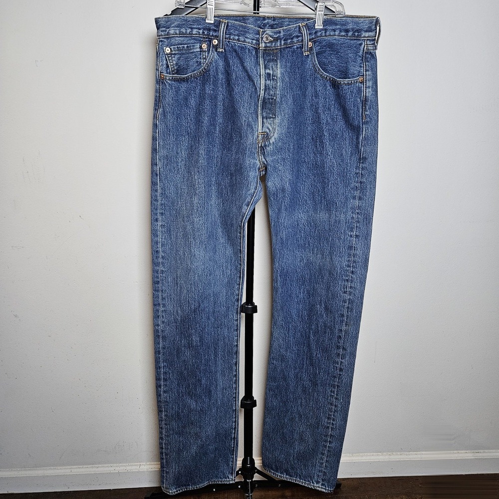Levis 501 Original Fit Mens Jeans 36x36 Blue Denim Straight Leg Button Fly